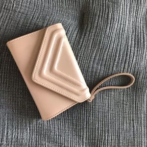 Aldo beige faux leather clutch
